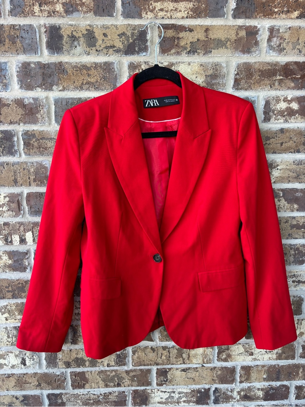 ZARA Red Tailored 2-Piece Pantsuit Set | Blazer + Trousers | Size 8/M - Picture 2 of 11